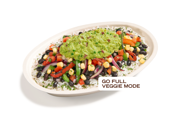 Go full veggie mode with a Lifestyle Bowl full of Vegetarian options like rice, black beans, fajita vegetables, corn salsa, and guac.